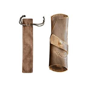 Handmade Cowhide Leather Pen Bag Pencil Pouch Case Felt Iron Feather‎ Creative